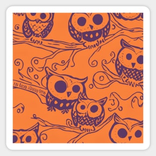 Orange and Purple Halloween Owl Pattern Sticker